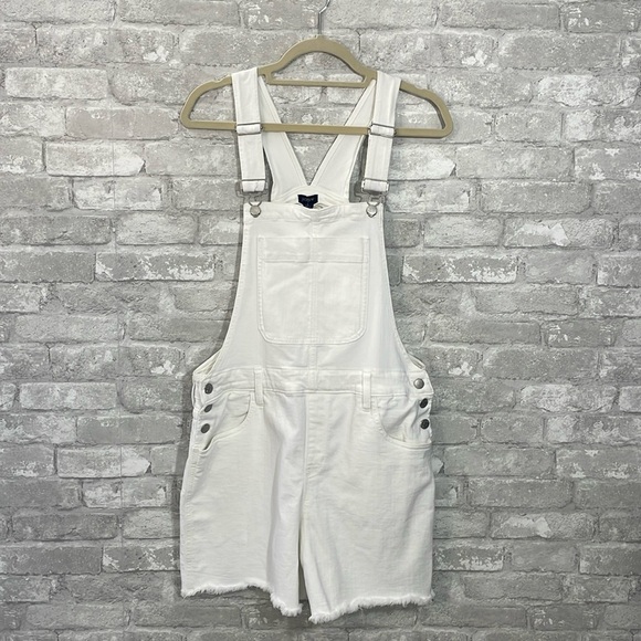 J.Crew White Denim Cutoff Overalls - Picture 2 of 14